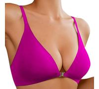 OBASDFD Bra Without Underwire Bra with Front Closure for Women, Deep Neckline, V-Neck, Padded Bralette, Seamless, Comfortable Bras with Support, Dark Purple, L(Darkblue,M)