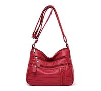 OBASDFD Casual Genuine Sheepskin And Cowhide Leather Shoulder Handbag Motorcycle Biker Bag