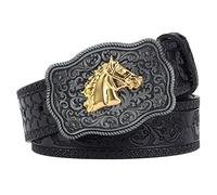 OBASDFD Cinturón De Caballo For Hombre, Estilo Vikingo Nórdico, Con Cabeza, Punk Rodeo Y Flores Grabadas(Red Brown B,130CM/51.2'')