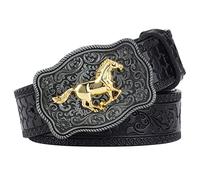 OBASDFD Cinturón De Caballo For Hombre, Estilo Vikingo Nórdico, Con Cabeza, Punk Rodeo Y Flores Grabadas(Black B,120CM/47.3'')
