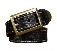 OBASDFD Cinturón De Cuero For Hombre, Hebilla De Pasador, Estilo Vaquero Vintage Informal Con Rosca.(Black,125CM/49.2'')