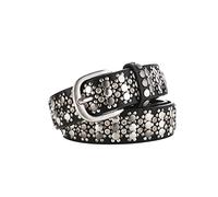 OBASDFD Cinturón De Cuero Moda For Hombres Y Mujeres, Jeans Con Remaches Diamantes Imitación, Diseño Punk Rock(Black)