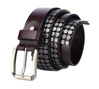 OBASDFD Cinturón De Cuero Punk Con Tachuelas For Hombre, Remaches Redondos Y Hebilla Aleación Ajustable(Brown,125CM/49.2'')