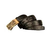 OBASDFD Cinturón De Piel For Hombre, Estampado Cocodrilo, Hebilla Trinquete Automática Deslizante Con Animal Tallado, Ajuste A Medida, 35 Mm Ancho(Dragon-a,115cm/45)