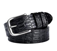 OBASDFD Cinturón De Trabajo For Hombre, Piel Cocodrilo For Vaqueros, Clásico E Informal, Color Marrón Amarillento(Black,120CM/47.3'')