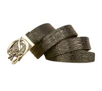 OBASDFD Cinturón For Hombre Con Diseño De Cocodrilo, Hebilla Automática Trinquete Plateada, Dragón Grabado Y Ajuste A Medida(Crocodile,120cm/47in)