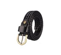 OBASDFD Cinturón Trenzado For Hombre - Cuero Tejido, Elástico Ajustable, Hecho A Mano Con Hebilla, Marrón(Black,105CM/41.3'')