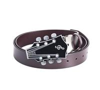 OBASDFD Cinturón Vaquero De Cuero For Hombre, Con Hebilla Decorativa Aleación Y Diseño Guitarra Nota Musical(Brown,130CM/51.2'')