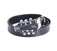 OBASDFD Cinturón Vaquero De Cuero For Hombre, Con Hebilla Decorativa Aleación Y Diseño Guitarra Nota Musical(Black,120CM/47.3'')