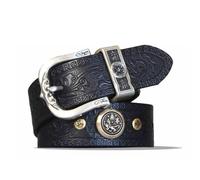 OBASDFD Cinturón Vaquero Informal For Hombre, Estilo Campestre Vintage Con Grabado Floral Y Hebilla Original For Jeans(Black a,115CM/45.3'')