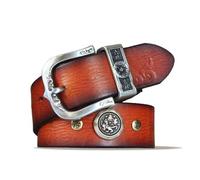 OBASDFD Cinturón Vaquero Informal For Hombre, Estilo Campestre Vintage Con Grabado Floral Y Hebilla Original For Jeans(Yellow a,115CM/45.3'')