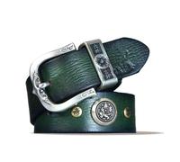 OBASDFD Cinturón Vaquero Informal For Hombre, Estilo Campestre Vintage Con Grabado Floral Y Hebilla Original For Jeans(Green a,110CM/43.3'')