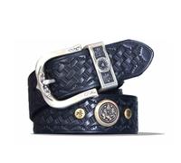 OBASDFD Cinturón Vaquero Informal For Hombre, Estilo Campestre Vintage Con Grabado Floral Y Hebilla Original For Jeans(Black B,115CM/45.3'')