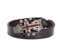 OBASDFD Cinturón Vaquero Occidental De Cuero For Hombre Con Patrón Guitarra Musical, Aleación Decorativa Retro(Brown,100CM/39.4'')