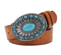 OBASDFD Cinturón Vaquero Occidental For Mujer Y Hombre, Cinturón Vaquero Turquesa For Vaqueros Y Vaqueras(Orange,105CM/41.3'')