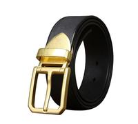 OBASDFD Cinturón Vintage De Piel Vaca 3,8 Cm Con Hebilla Dorada Resistente For Uso Profesional Y Casual(Black,115cm/45)