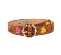 OBASDFD Cinturones Bohemios Bordados De Estilo Occidental For Mujer, Hechos A Mano Con Estampado Floral, Correa Cuero Sintético For Jeans Y Vestidos(B)