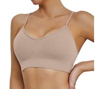 OBASDFD Comfortable Running Sports Bra for Women Quick Dry Shockproof Fitness Yoga Tank Top Without Steel Ring, Khaki, L(Khaki,S)