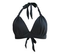 OBASDFD Conjuntos De Bikini for Mujer, Años 50, Cuello Anudado En La Espalda, Acolchado Suave, Top, Tops Traje Baño, Negro, L