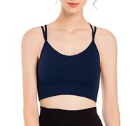 OBASDFD Cross Back Sports Bras for Women Padded Strappy Criss Crop Bra for Yoga Workout Fitness Underwear Pregnancy, Navy, 3XL(Gray,S)
