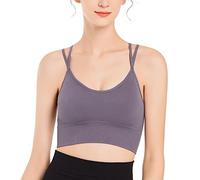 OBASDFD Cross Back Sports Bras for Women Padded Strappy Criss Crop Bra for Yoga Workout Fitness Underwear Pregnancy, Gray, L(Red (Watermelon Red),XL)