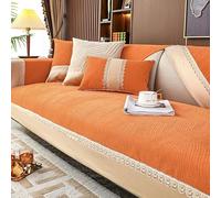OBASDFD Elegante Funda De Sofá Chenilla con Ribete Encaje, Antideslizante, Lavable(Orange,90 * 240cm/35.4 * 94in)