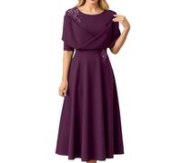 OBASDFD Elegante vestido ajustado de manga corta para novio/novio:, Morado (, M