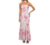 OBASDFD Elegante vestido casual para mujer, compras, fiesta, cóctel, elegante, espalda abierta, abertura alta, acampanado, con bufanda decorativa, para primavera y verano, beige, S