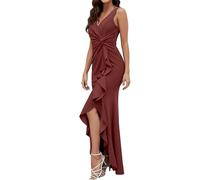 OBASDFD Elegante vestido de noche largo sin mangas, perfecto para fiestas y ocasiones formales, diseño ajustado y elegante, rosso, XS