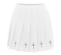 OBASDFD Eyurigaoka - Minifalda gótica para mujer, estilo punk, Dark Academia, estética, acampanada, vestido de club, blanco, S