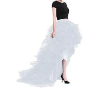 OBASDFD Falda casual de malla elástica para mujer, vestido largo de carnaval de tul con purpurina, blanco, 3XL
