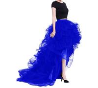 OBASDFD Falda casual de tul para mujer, de tela de malla elástica, disfraz largo de 2026, azul, XXL