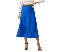 OBASDFD Falda con Purpurina Elegante De Cintura Alta for Mujer Vestido Satén Liso Elástica(Blue,M)
