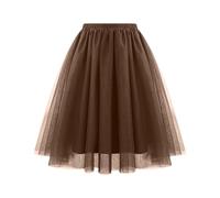 OBASDFD Falda De Malla Plisada con Cinturilla, Suave, Tul for Disfraces Mujer Larga(Coffee)