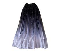 OBASDFD Falda de tul de hadas para mujer, cielo estrellado, red, disfraz largo de tutú, 2026, Negro, S