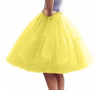 OBASDFD Falda para mujer, para adultos, vestido de carnaval tutú 2026 con purpurina, amarillo, Altoa única