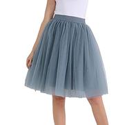 OBASDFD Faldas De Tul for Mujer, Tutú Largo hasta La Rodilla for, Falda Corta, Disfraz 2026, Larga(Darkgray,XL)
