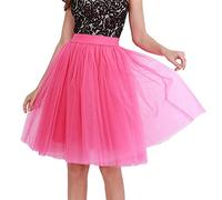 OBASDFD Faldas De Tul for Mujer, Tutú Largo hasta La Rodilla for, Vestido Elegante, Falda, Carnaval 2026 Glitter(Hot Pink,XL)