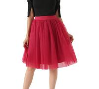 OBASDFD Faldas De Tul for Mujer, Tutú Largo hasta La Rodilla for, Vestido Elegante, Falda, Carnaval 2026 Glitter(Wine Red,XXL)