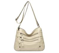 OBASDFD Fashionable Women's Large Capacity Crossbody Zipper Shoulder Casual Bag(Beige)