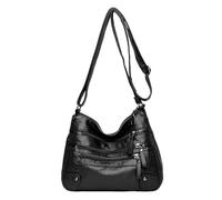 OBASDFD Fashionable Women's Large Capacity Crossbody Zipper Shoulder Casual Bag(Black)