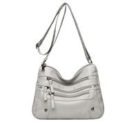 OBASDFD Fashionable Women's Large Capacity Crossbody Zipper Shoulder Casual Bag(Grey)