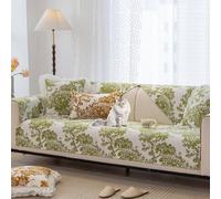 OBASDFD Funda De Sofá Chenilla Jacquard, Antideslizante, Lavable, For Muebles Seccionales(Green,Pillow17.7 * 17.7in)