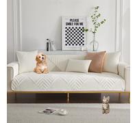 OBASDFD Funda De Sofá Reversible Chenilla con Borlas, Lavable Y Antideslizante Doble Cara For Sofás Seccionales(Cream,90 * 180cm)