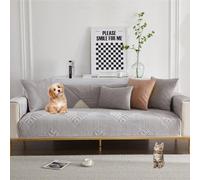 OBASDFD Funda De Sofá Reversible Chenilla con Borlas, Lavable Y Antideslizante Doble Cara For Sofás Seccionales(Grey,110 * 160cm)