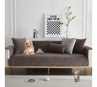 OBASDFD Funda De Sofá Reversible Chenilla con Borlas, Lavable Y Antideslizante Doble Cara For Sofás Seccionales(Dgrey,110 * 110cm)