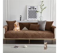 OBASDFD Funda De Sofá Reversible Chenilla con Borlas, Lavable Y Antideslizante Doble Cara For Sofás Seccionales(Curry,90 * 90cm)