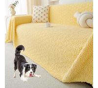 OBASDFD Funda De Sofá Terciopelo, Protectora Felpa Apta For Mascotas, Antideslizante, Lavable, For Muebles, Informal For(Yellow,180 * 280cm/71 * 110in)