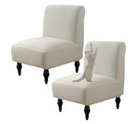 OBASDFD Funda Elástica For Silla Sin Brazos con Borde Elástico, Lavable Y Decorativa(Beige,Set of 2)