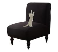 OBASDFD Funda Elástica For Silla Sin Brazos con Borde Elástico, Lavable Y Decorativa(Black,Set of 1)